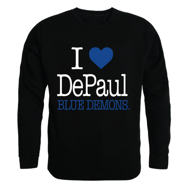 FinalFan DePaul University I Love Crewneck T-Shirt&#44; Black - Small