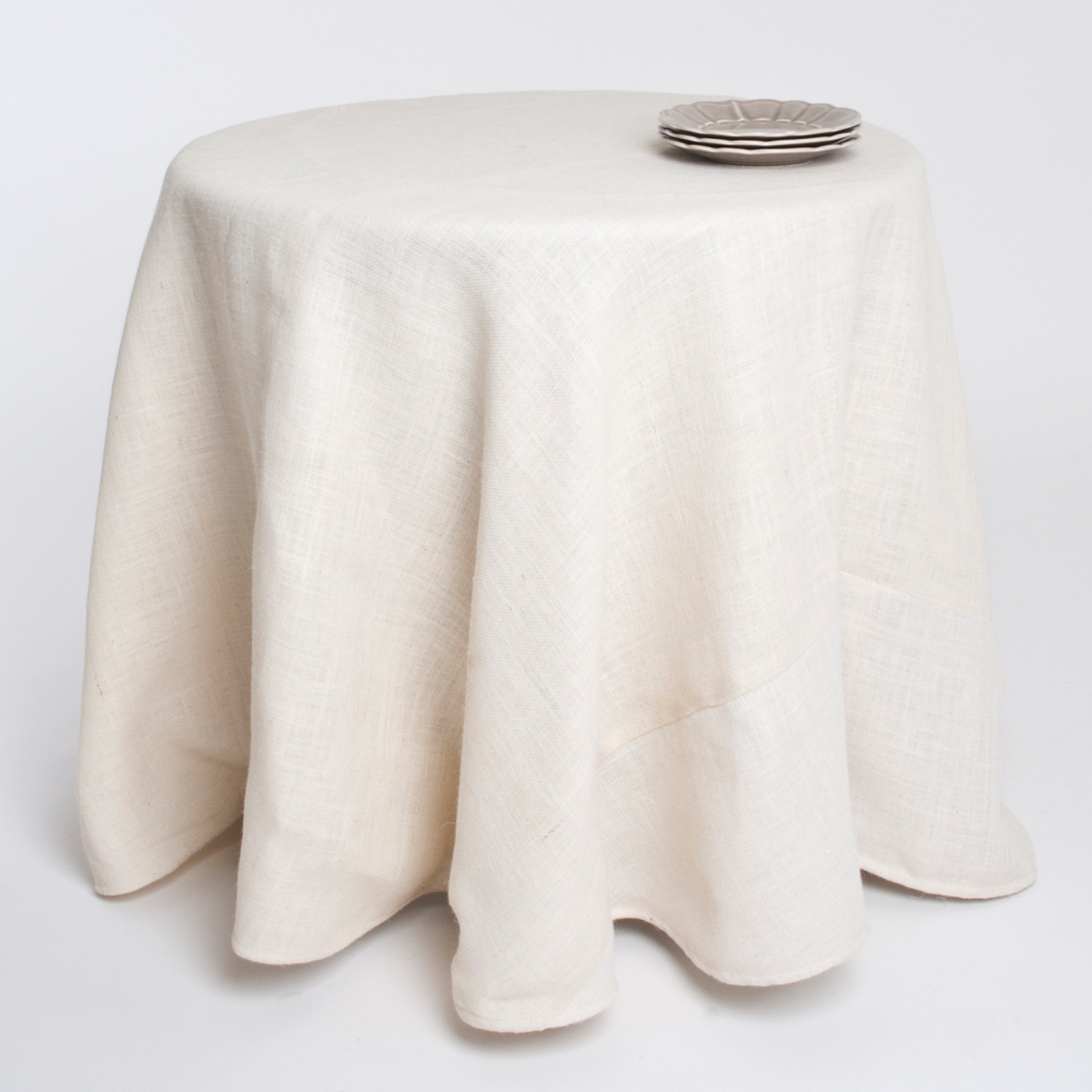 Cookhouse SARO  120 in. Round Burlap Tablecloth - Ivory