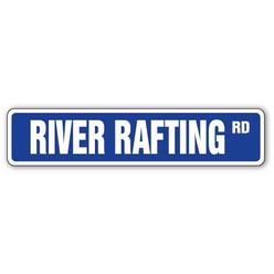 Amistad 4 x 18 in. River Rafting Street Sign - Whitewater White Water Raft Life