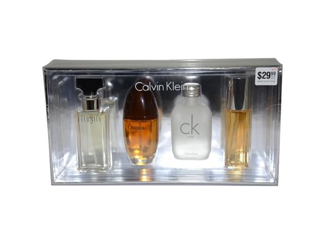 Calvin Klein Variety by Calvin Klein for Women - 4 Pc Mini Gift Set 0.5oz Obsession EDP Spray  0.5oz CK One EDT Splash  0.5oz Eternity EDP Sp