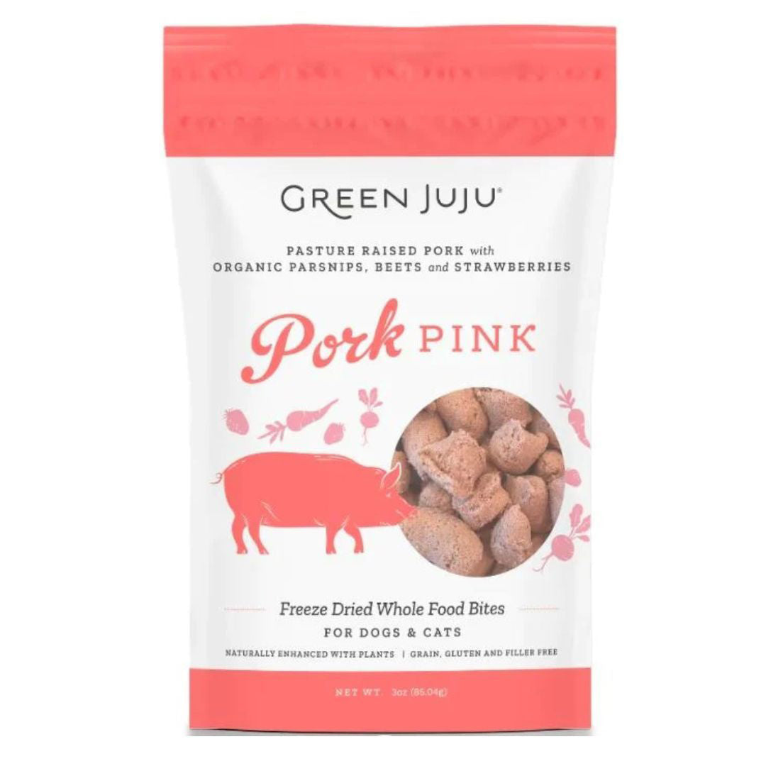 Green Juju 850021512194 3 oz Dog Freeze Dried Topper Pork Food&#44; Pink