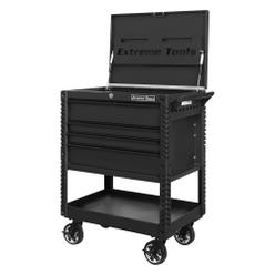 Extreme Tools EXTEX3304TCMBBK 33 in. 4-Drawer Deluxe Tool Cart with Bumpers&#44; Matte Black & Black Quick Release - Drawer Pulls