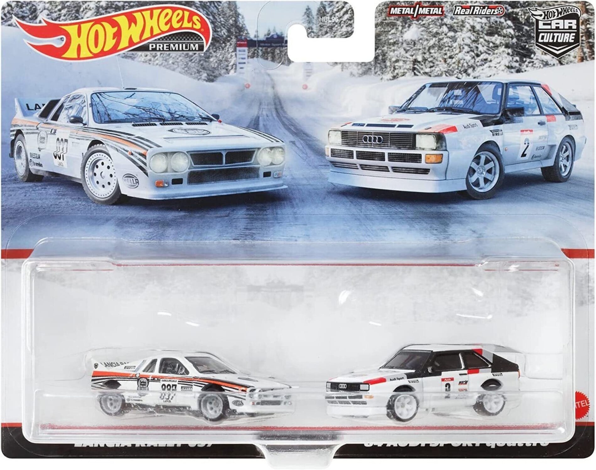 Hot Wheels Hotwheels HCY73 Lancia Rally 037 No.037 White with Stripes & 1984 Audi Sport Quattro No.2 Car Culture Diecast Model Car - Set of