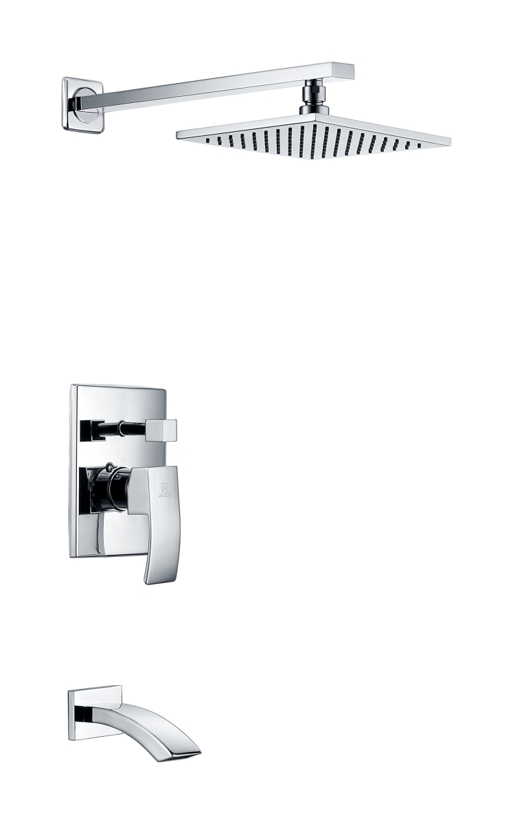 SWCORP SH-AZ040 Spirito Series Single Handle Wall Mounted Showerhead & Bath Faucet Set in Polished Chrome