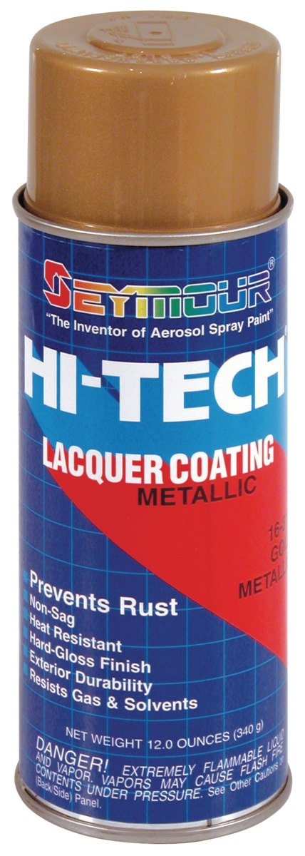 Seymour of Sycamore 16 oz Hi-Tech Lacquer Spray Paint, Gold Metallic - Pack of 6