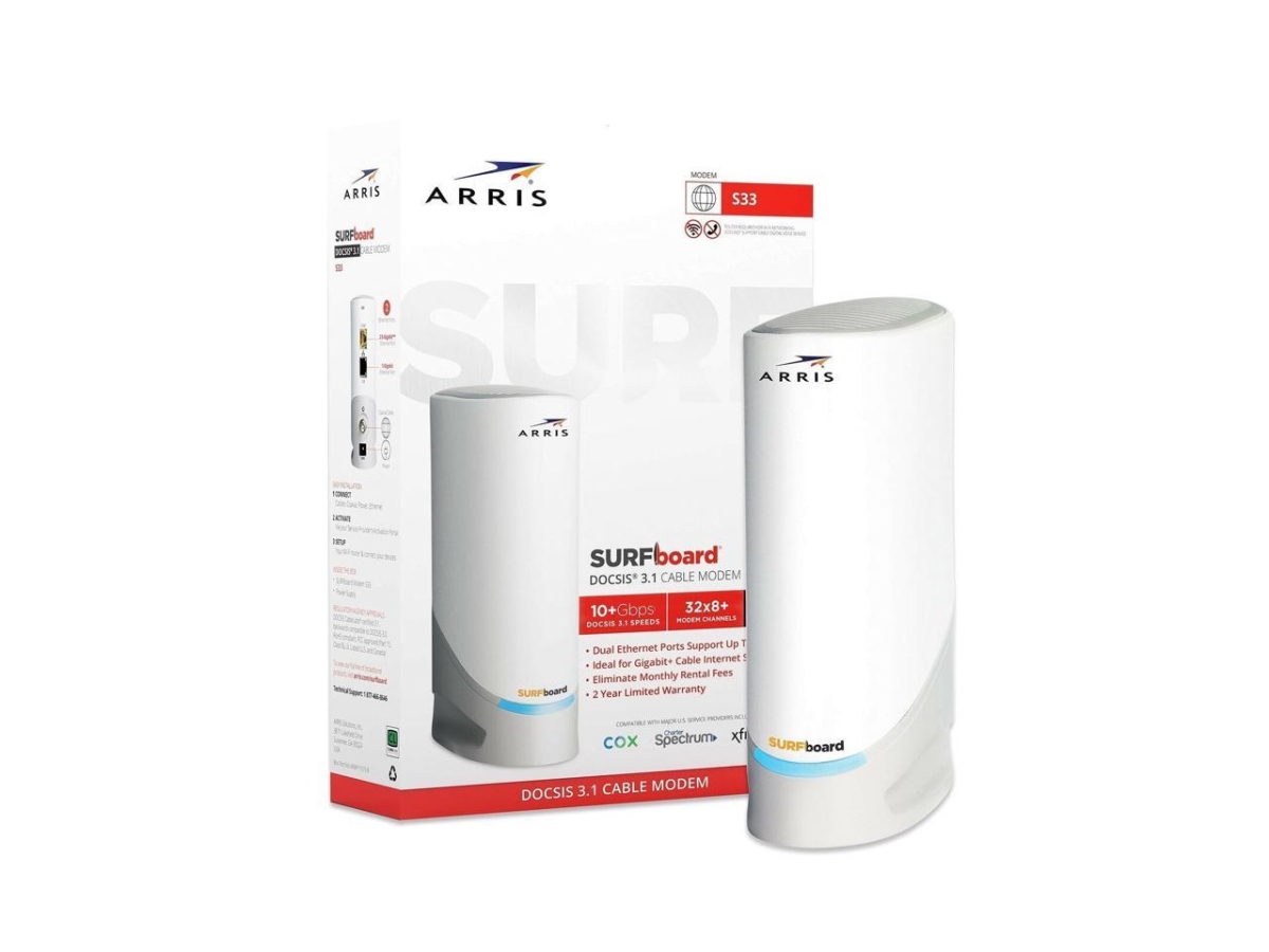 Arris S33 Surfboard S33 DOCSIS 3.1 Multi-Gigabit Cable Modem with 2.5 Gbps Ethernet