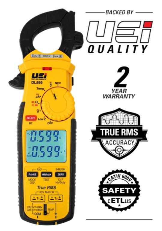 HomewardBound Wireless TRMS Clamp Meter with 3-Phase Rotation Tests