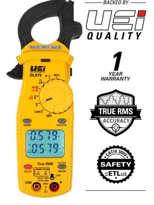 UEi Test Instruments DL579 600A Dual Display TRMS Clamp with Temperature & Capacitance