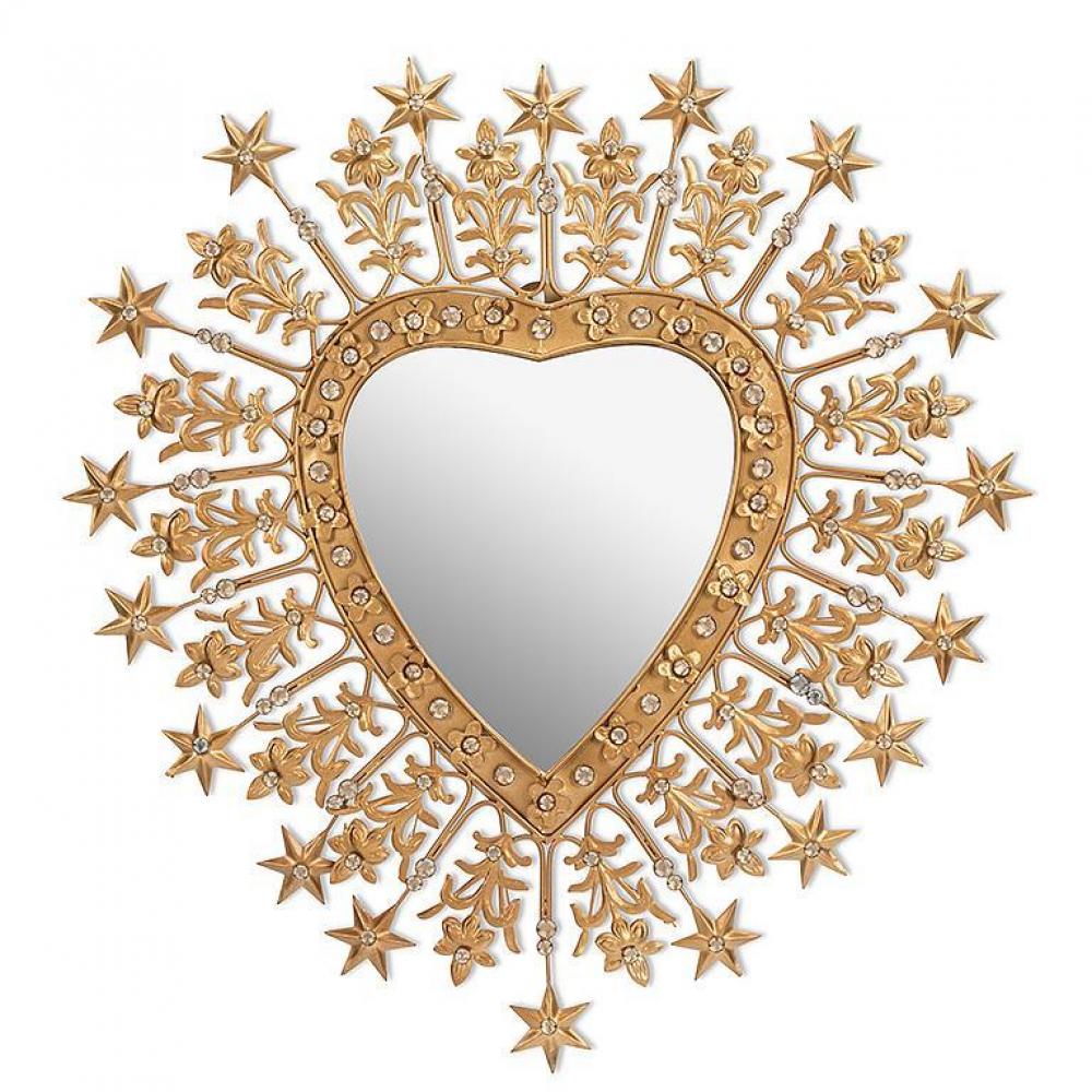 MDR Trading AB-31-MILAGRO-783-Q01 Stars & Gems Heart Shaped Wall Mirror&#44; Antique Gold