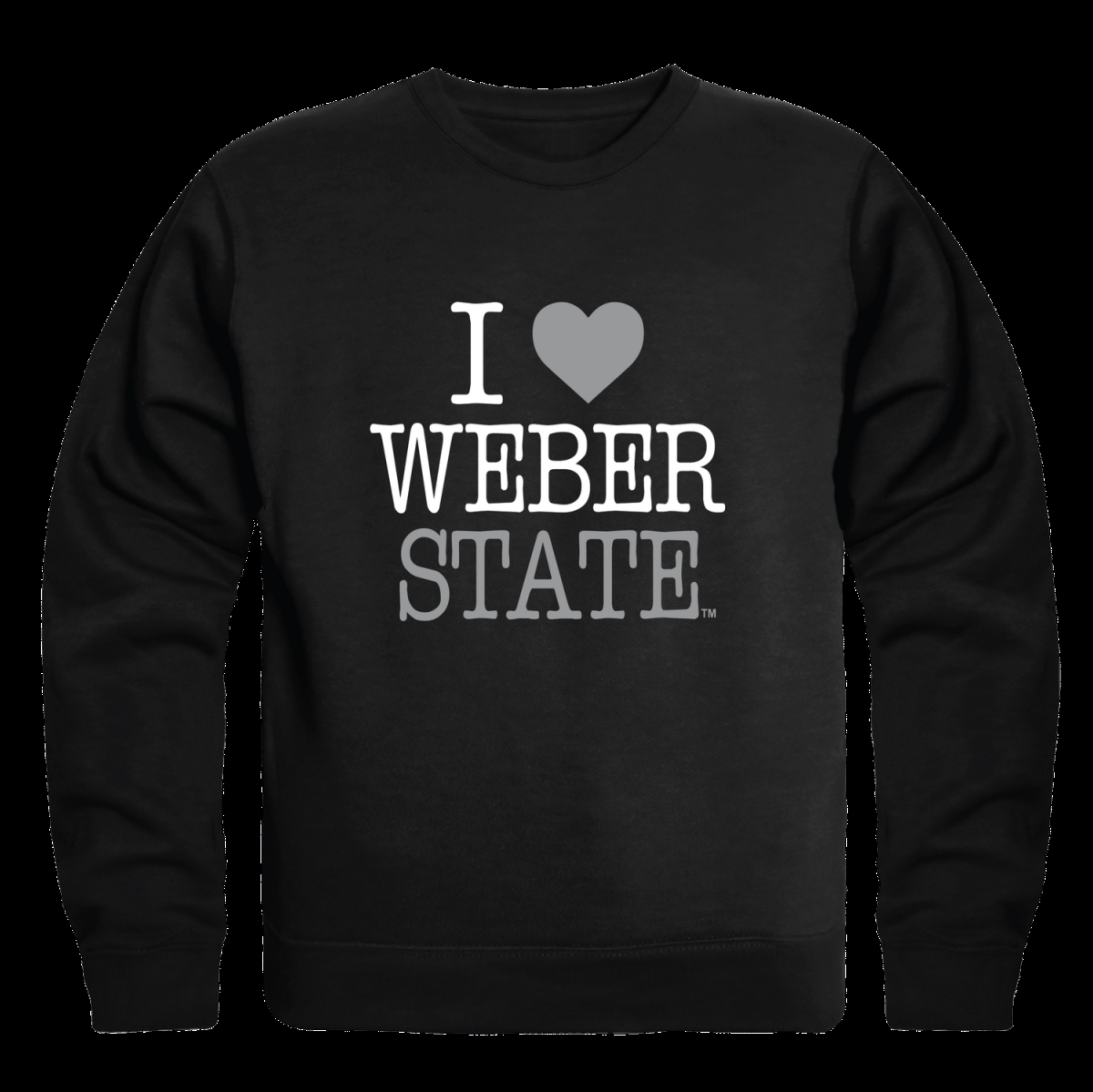 W Republic 552-251-BK2-02 Weber State Wildcats I Love Crewneck T-Shirt&#44; Black - Medium