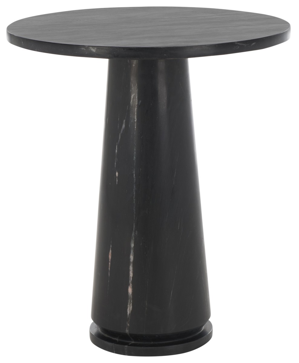 Safavieh SFV9703D-2BX Valentia Tall Round Marble Accent Table&#44; Black - Box of 2