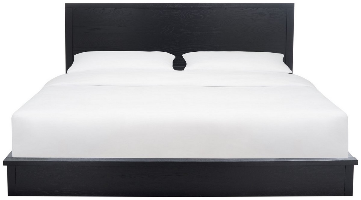 Safavieh SFV2140B-K-1-3 Deirdra Wood Bed&#44; Black - King Size - Box 1 of 3