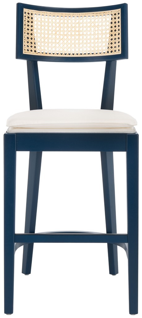 Safavieh BST1504E Galway Cane Counter Stool Navy Natural