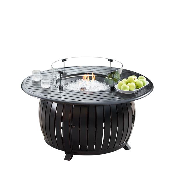 Convenience Concepts 44 in. Aluminum Outdoor Round Propane Fire Table&#44; Antique Copper
