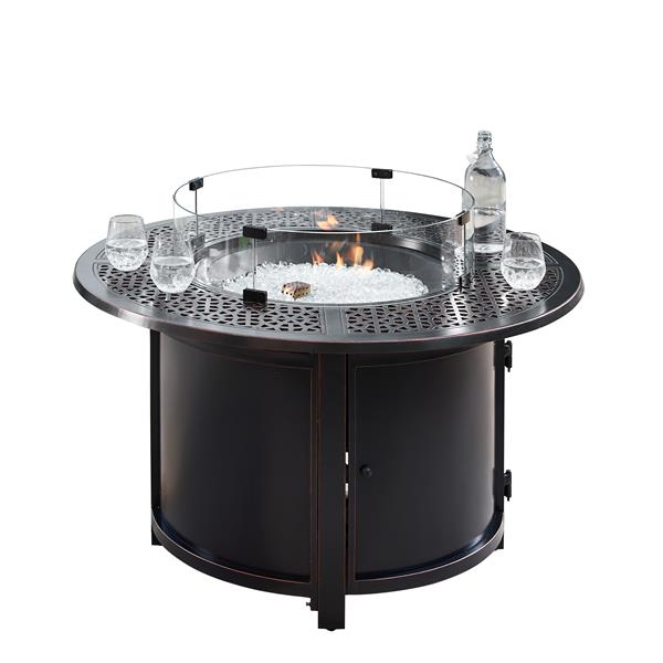 Convenience Concepts 44 in. Aluminum Outdoor Round Propane Fire Table&#44; Antique Copper