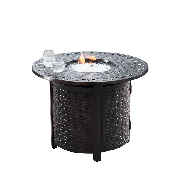Convenience Concepts 34 in. Aluminum Outdoor Round Propane Fire Table, Antique Copper