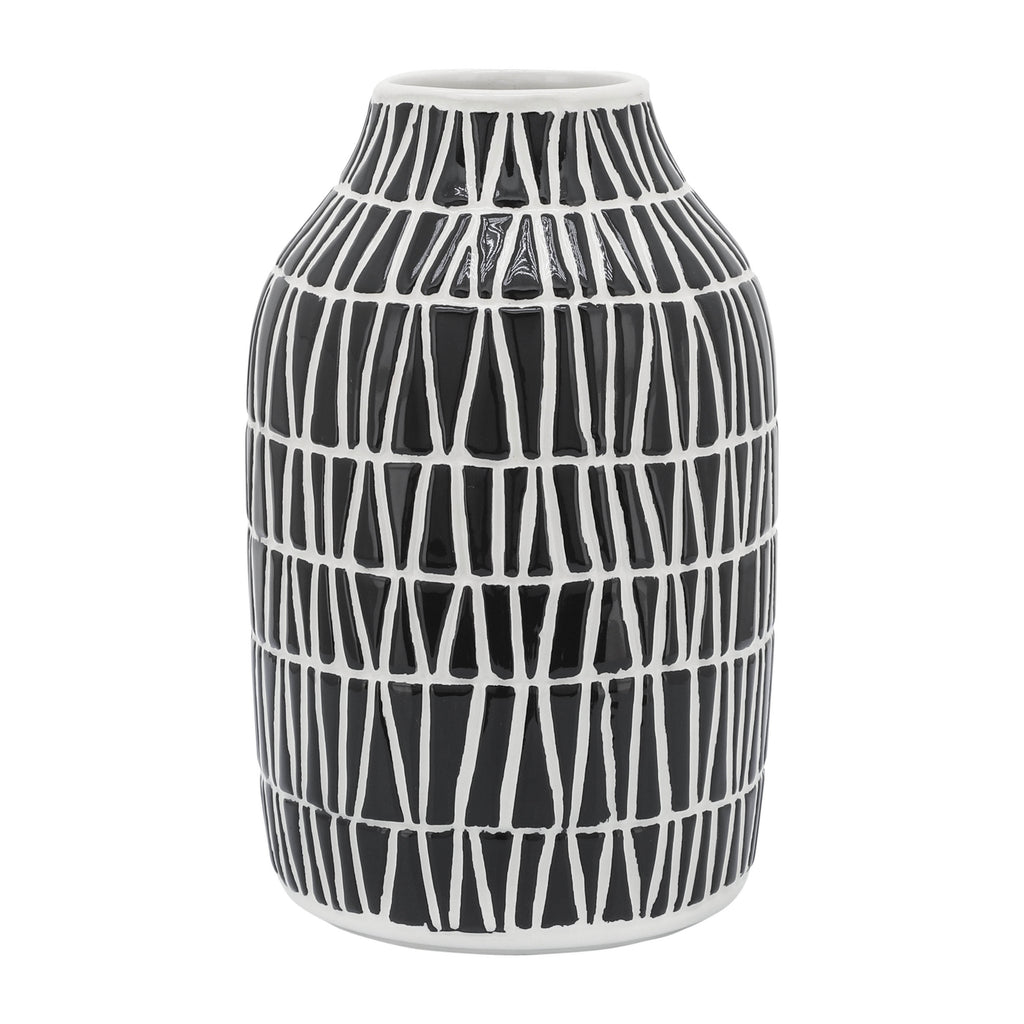 Muebles 7 in. Ceramic Tribal Vase&#44; Black