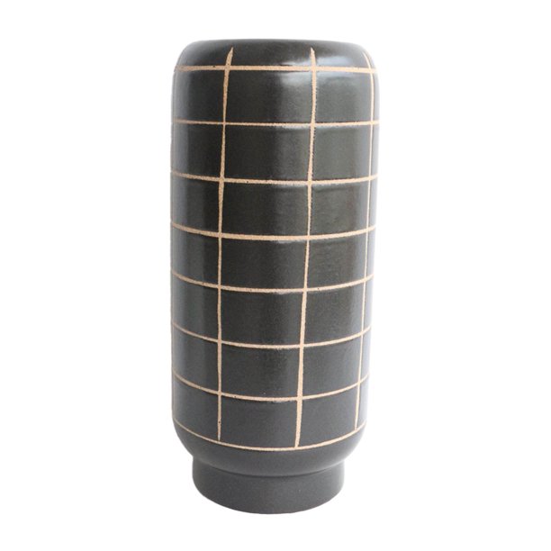 Muebles 13 in. Patterned Ceramic Vase&#44; Black