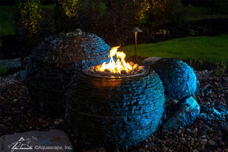 GRANDOLDGARDEN Fire & Water Stacked Slate Sphere - Medium