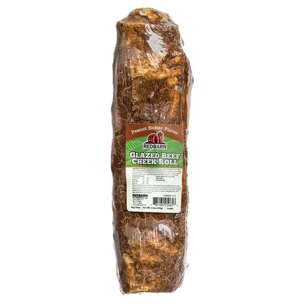 Red Barn 785184250617 Products Glazed Beef Cheek Roll Peanut Butter Dog Treat - Large