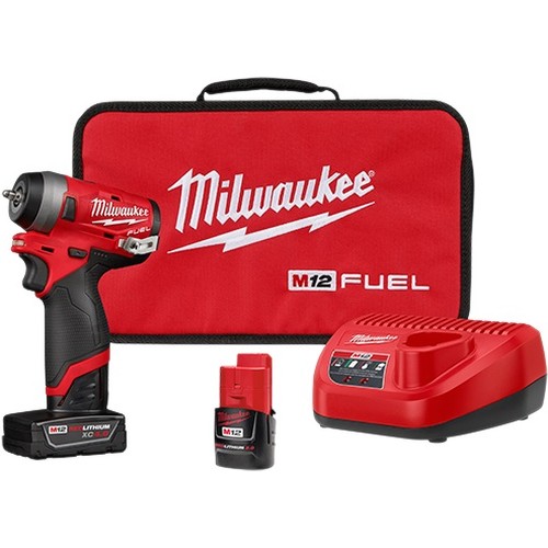 Milwaukee MLW2552-22 0.25 in. M12 Fuel Stubby Impact Wrench Kit