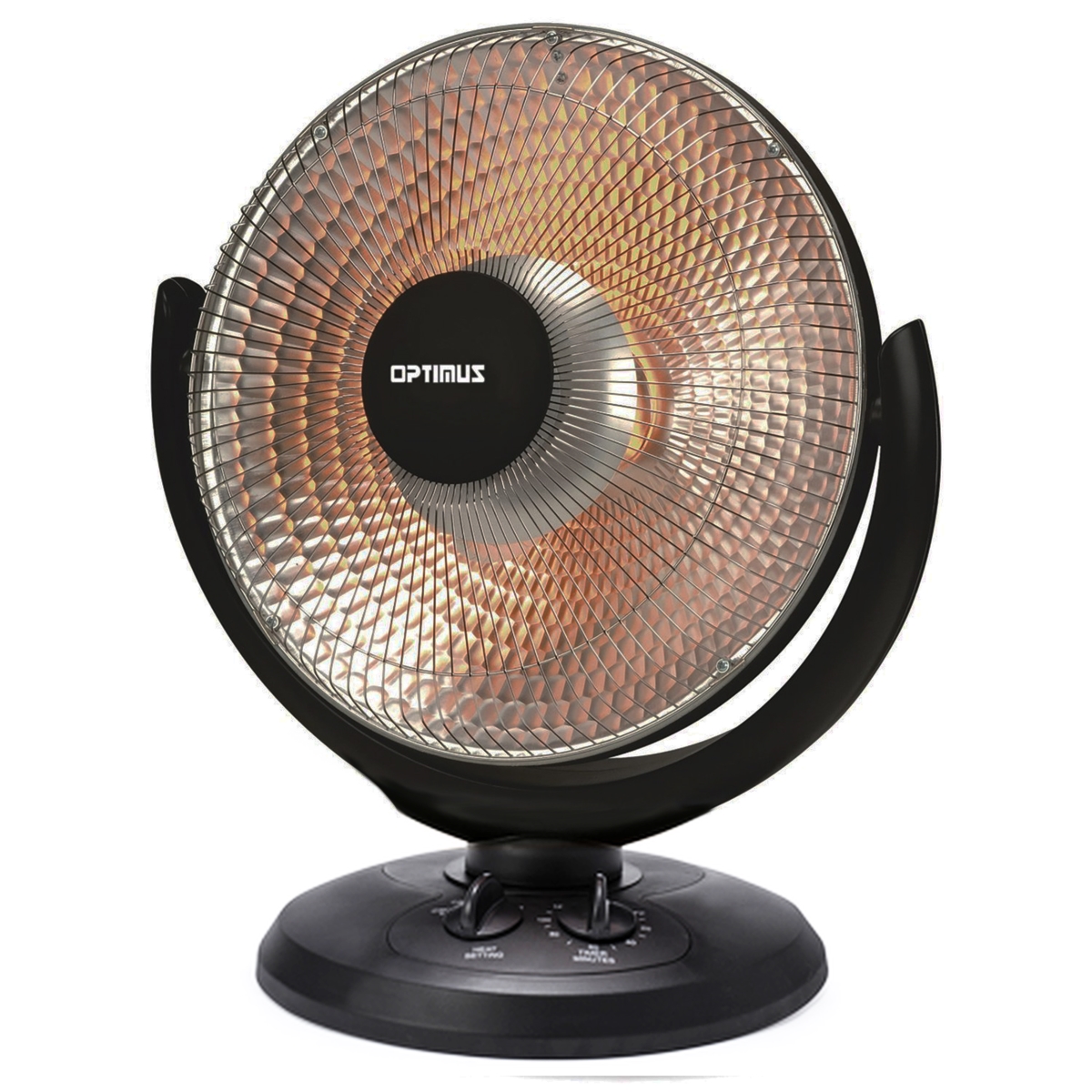 Optimus H-4430-RB 14 in. Oscillating Dish Heater Fan&#44; Black
