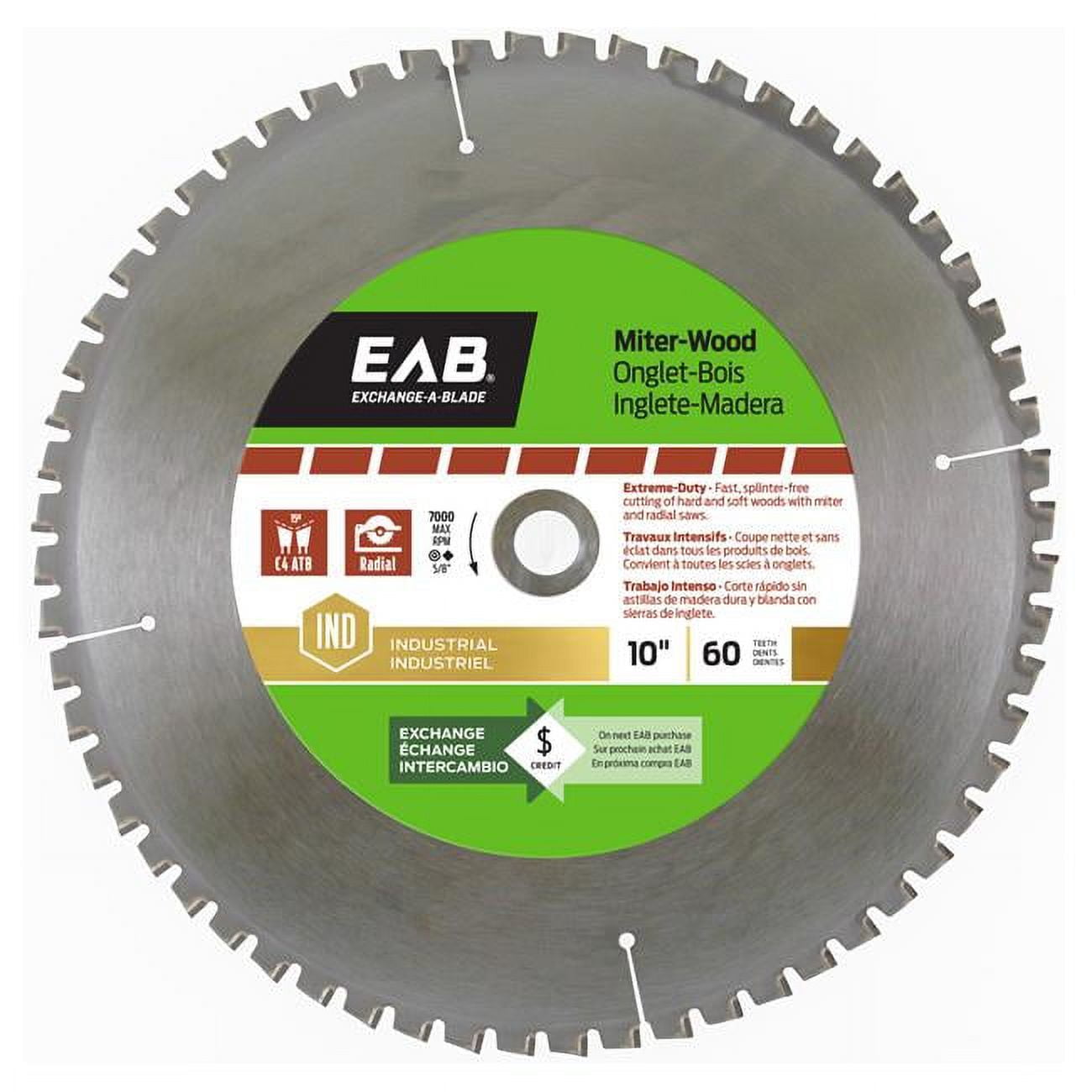 Inserciones 10 in. x 60 Teeth Finishing Miter Industrial Recyclable Exchangeable Saw Blade