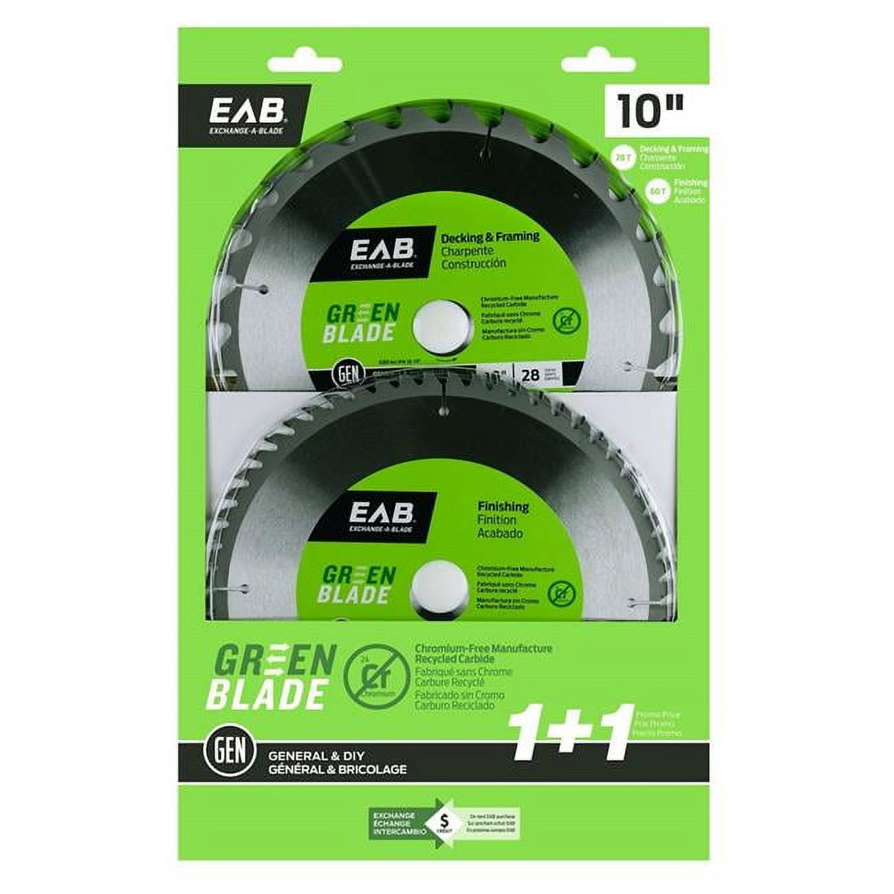Exchange-a-Blade 2500011 10 in. x 28 & 60 Teeth Framing Combo Saw Blade - Recyclable Exchangeable - 2 Piece