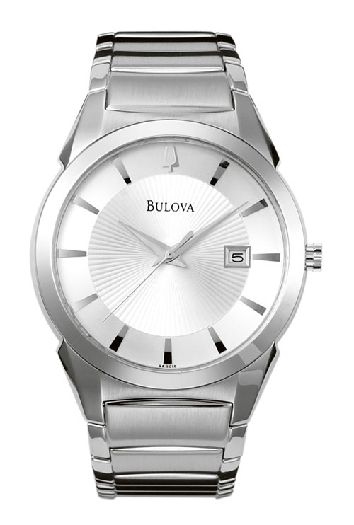 Bulova 96B015 Mens Silver Dial Stainless Steel Bracelet Watch