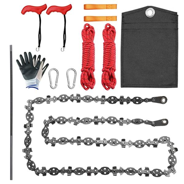 Fresh Fab Finds FFF-GPCT4152 55 in. 68 Sharp Teeth Hand Rope Chainsaw Kit Blades on Both Side High Tree Limb Rope Saw with 196 in. Ropes Folding