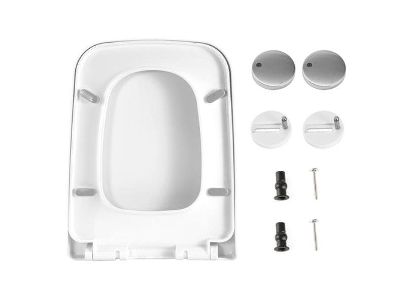 Fresh Fab Finds FFF-GPCT1877 Square Toilet Seat with Grip-Tight Seat Bumpers Heavy-Duty Quiet-Close Quick-Release Easy Cleaning&#44; White&#44;