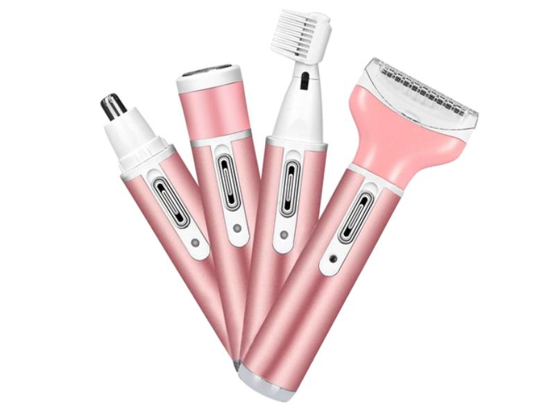 Fresh Fab Finds FFF-GPCT2776 4-in-1 Women Electric Shaver Painless Rechargeable Hair Remover Eyebrow Nose Hair Cordless Trimmer Set with Hair Ex