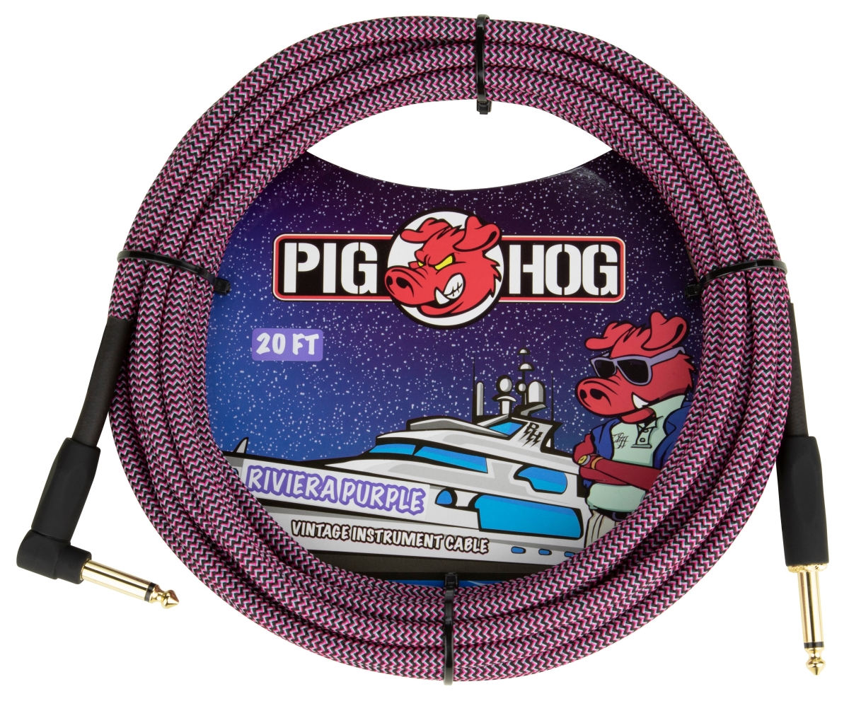 Galaga Pig Hog PCH20RPPR 20 ft. Right Angle Riviera Purple Instrument Cable