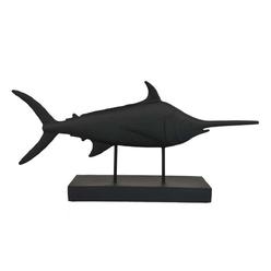 Benjara BM311445 Owa Swordfish Resin Tabletop Decor on Stand & Classic Sculpture&#44; Matte Black