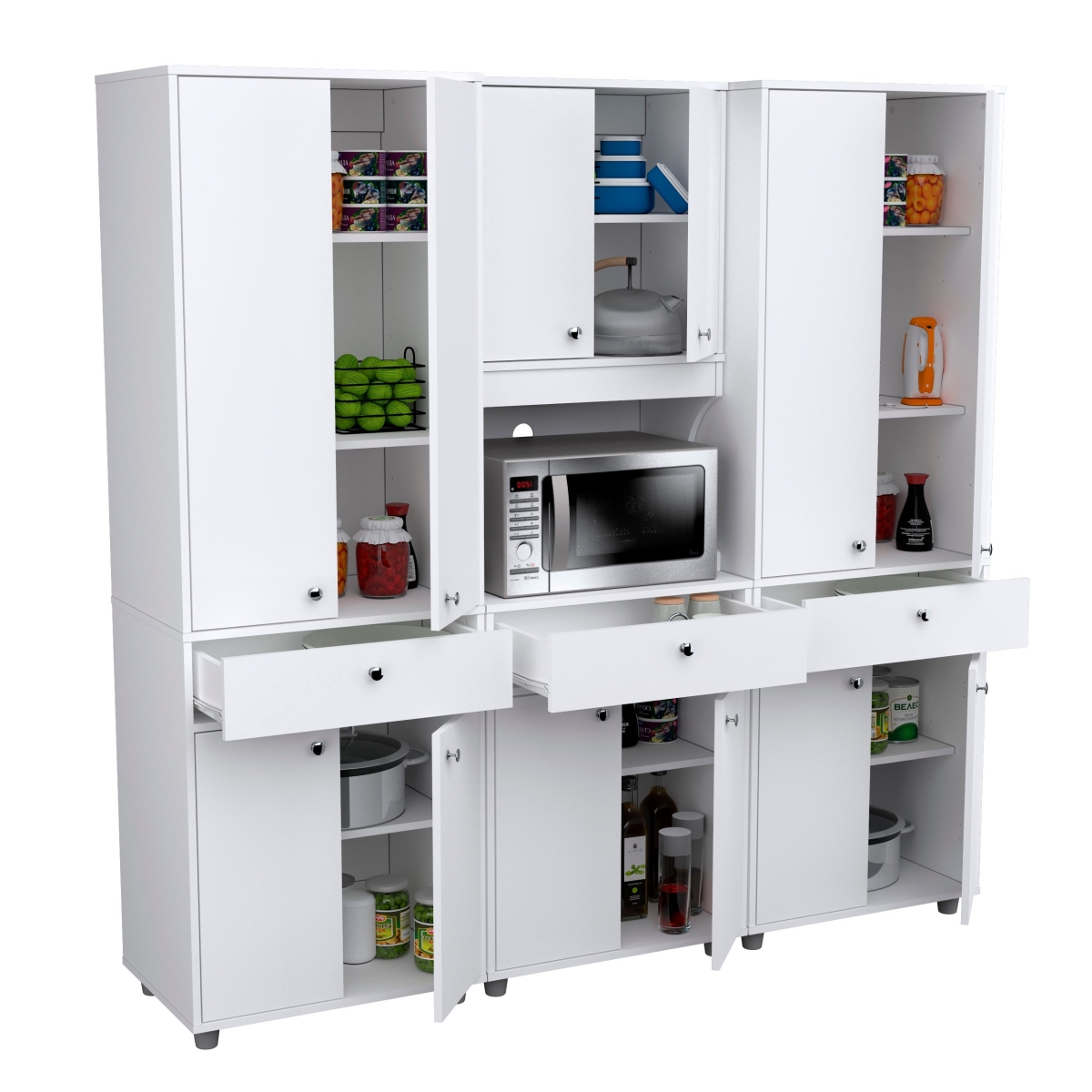 Inval America LLC Inval KS-GP4 Storage Cabinet System&#44; White - 3 Piece