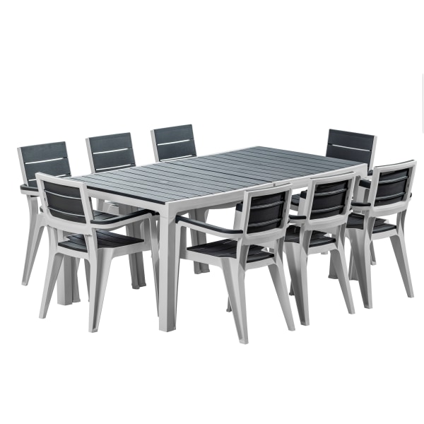 MQ508-GRYSLT The Inval Madeira 8 Seat Dining Table & Chair Set&#44; Grey & Slate