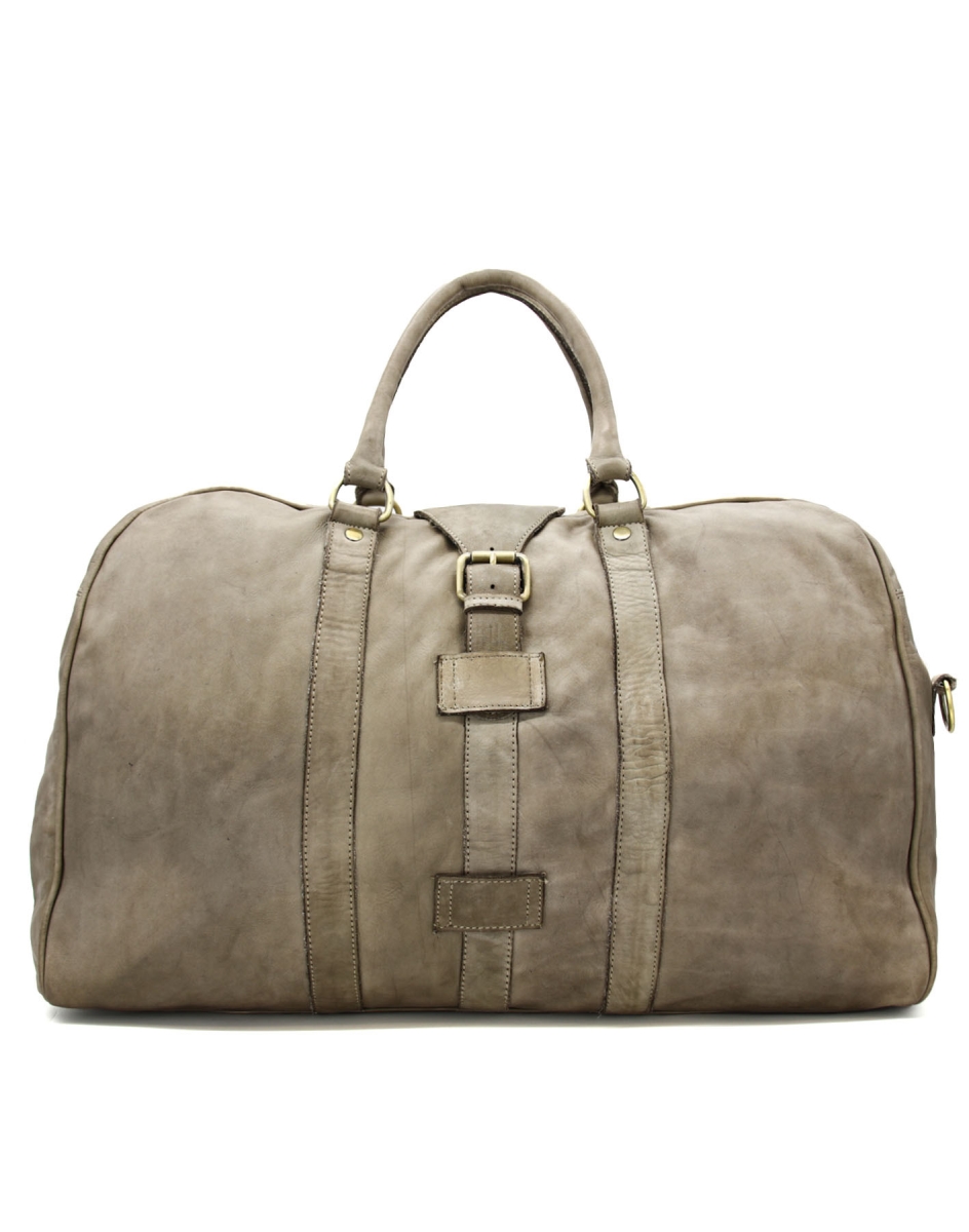 Italian Artisan WPF-VWB-284-Taupe Italian Artisan Vintage Washed Calfskin Leather Shoulder Travel Bag Made In Italy