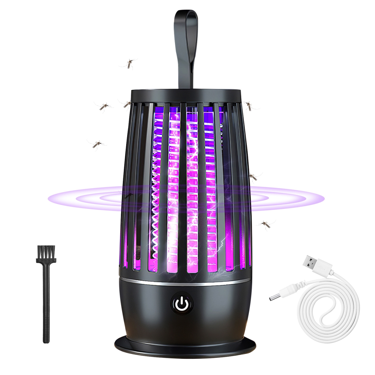 Fresh Fab Finds FFF-Black-GPCT4421 Rechargeable Mosquito Killer Lamp Bug Zapper with Night Light Max 1615 Sq. ft. Range UV Light for Indoor & Ou