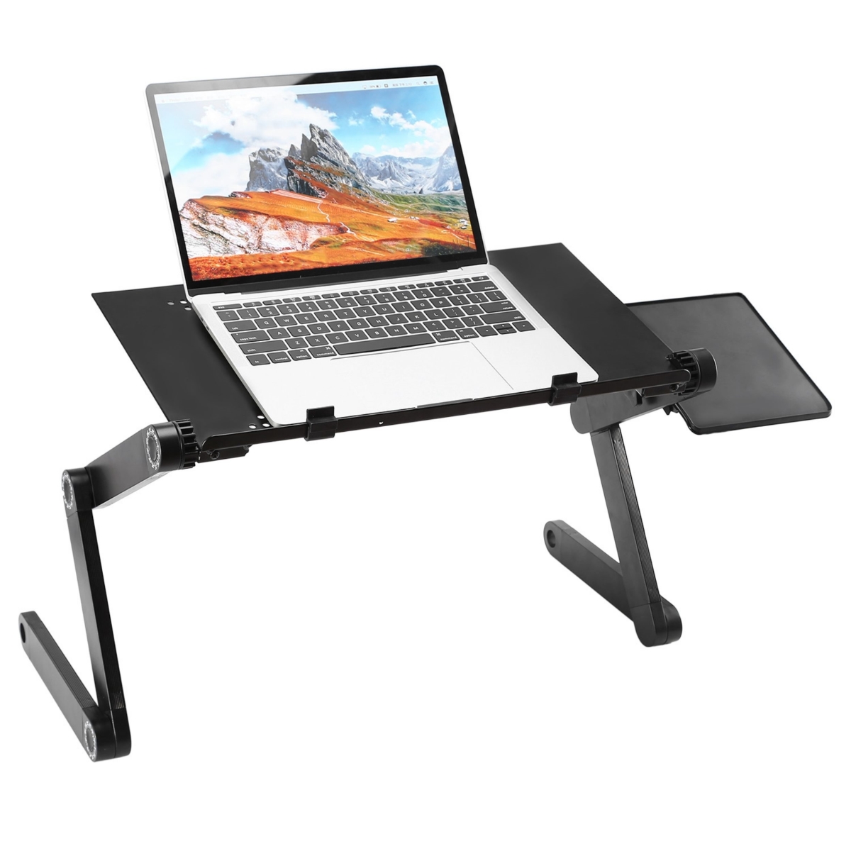 Fresh Fab Finds FFF-GPCT1656 Foldable Laptop Table Bed Desk Aluminum Alloy Breakfast Tray w/ Mouse Board for Home Office Travel