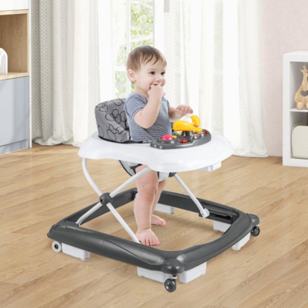 Total Tactic BC10165GR Foldable Baby Walker with 3 Adjustable Heights & Padded Seat&#44; Gray