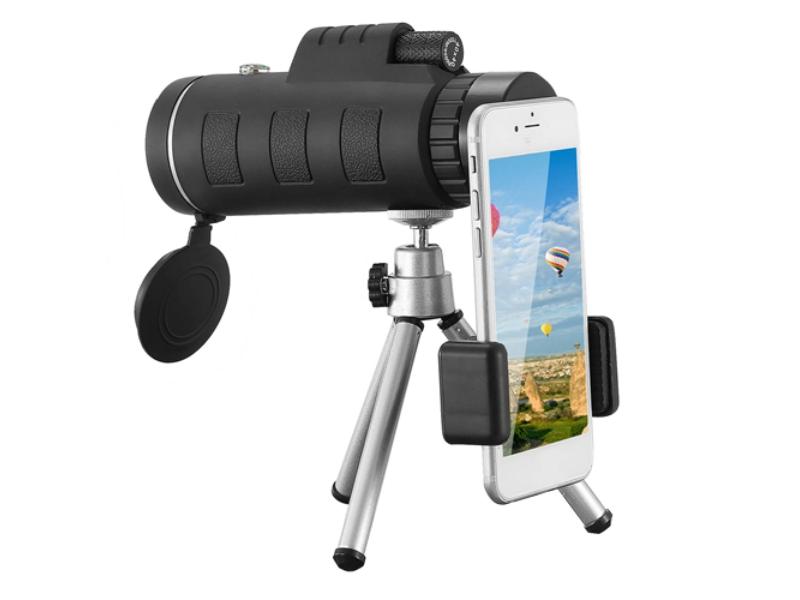 Fresh Fab Finds FFF-GPCT1953 40 x 40 in. HD Optical Monocular Telescope with FMC Lens Low Light Vision Scope Phone Holder Tripod Compass for Bir
