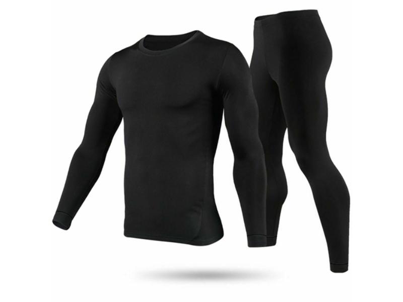 Fresh Fab Finds FFF-Black-M-GPCT3103 Men Thermal Underwear Set for Long Johns Pants&#44; Long Sleeve Soft Underwear Kit & Top Bottom Winter Spor