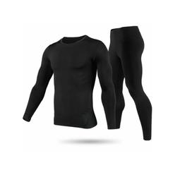 Fresh Fab Finds FFF-Black-XL-GPCT3103 Men Thermal Underwear Set for Long Johns Pants&#44; Long Sleeve Soft Underwear Kit & Top Bottom Winter Spo