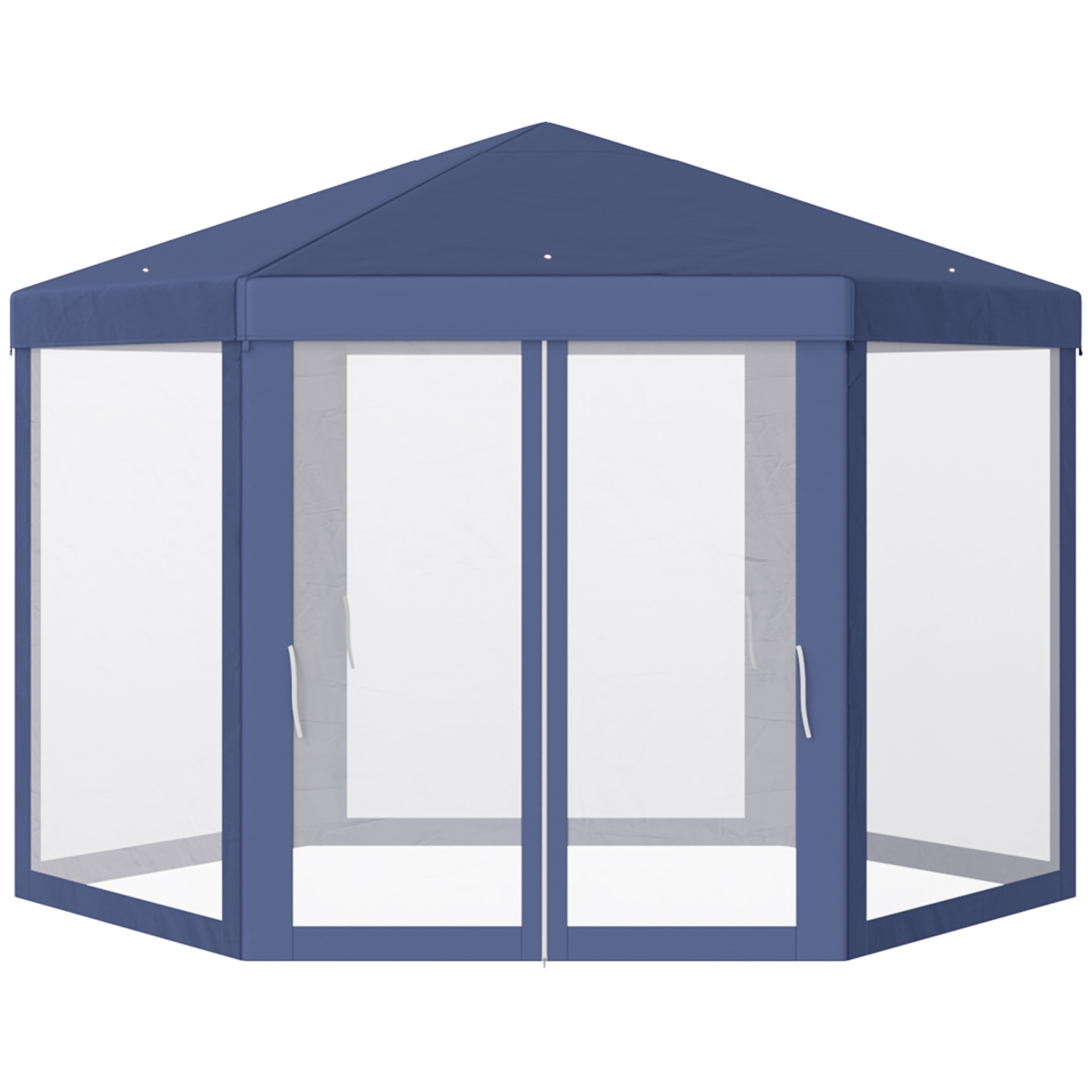 212 Main 84C-044BU 13 x 13 ft. Outsunny Outdoor Party Tent Hexagon Sun Shelter Canopy with Protective Mesh Screen Walls & Proper Sun Prot