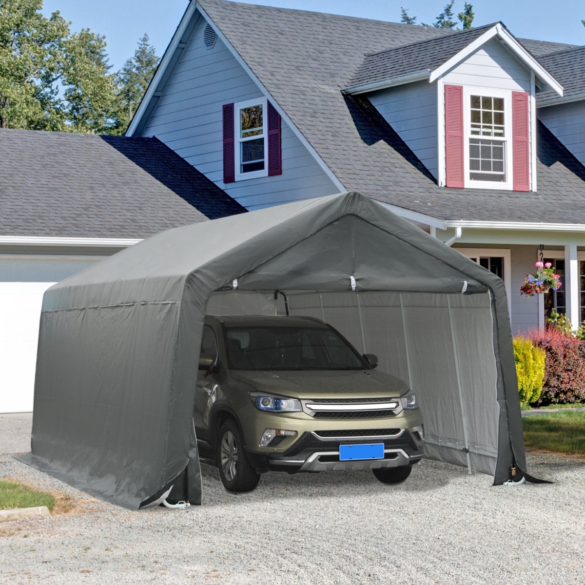 212 Main 84C-003-1 20 x 12 ft. Outsunny Heavy Duty Outdoor Temporary Carport Canopy Tent with Durable Construction & Simple Setup&#44; Gr