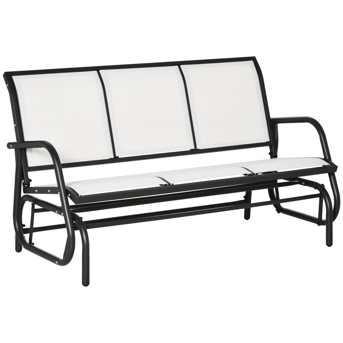 212 Main 84B-531CW Outsunny 3-Person Patio Glider Bench&#44; Outdoor Porch Glider Swing with 3 Seats&#44; Breathable Mesh Fabric & Metal