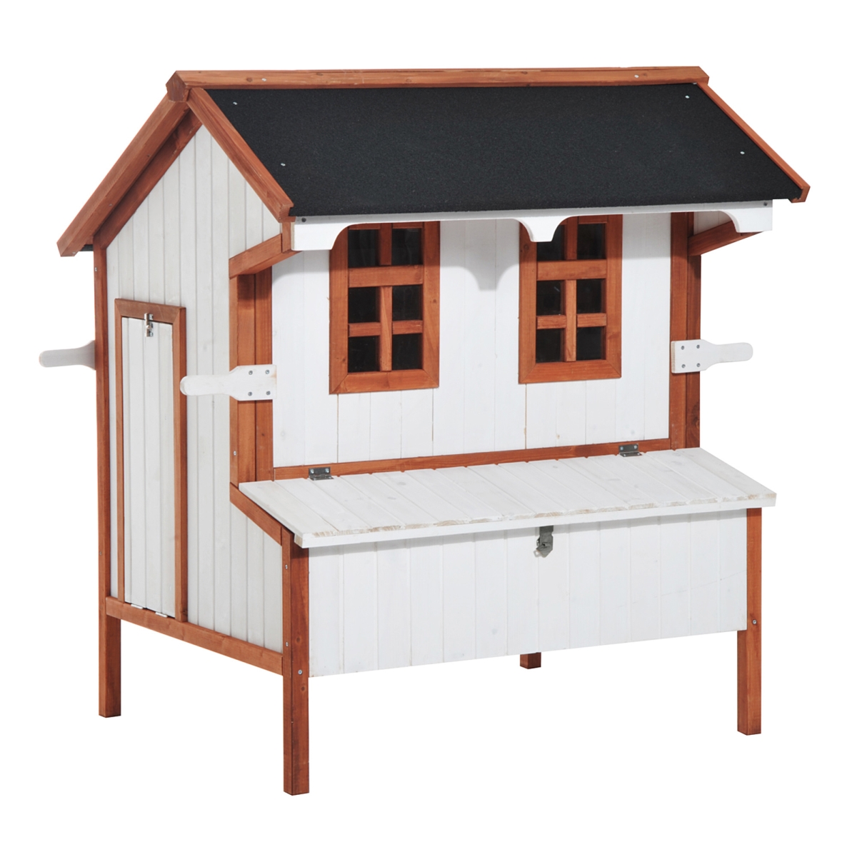 212 Main D51-072V01WT 47 in. PawHut Chicken Coop Wooden Chicken House&#44; Rabbit Hutch Raised Poultry Cage Portable Hen Pen Backyard wit