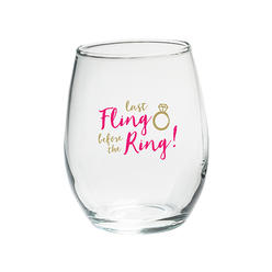 kate aspen 30023NA-LF 15 oz Last Fling Before the Ring Stemless Wine Glasses - Set of 4