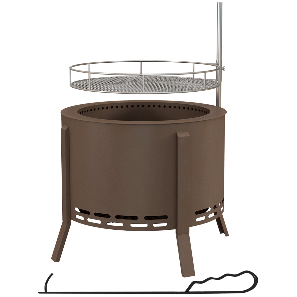 212 Main 842-336V00TN Outsunny 2-in-1 Smokeless Fire Pit&#44; BBQ Grill Portable Camping Bonfire Stove with Poker & Steel&#44; Bronze