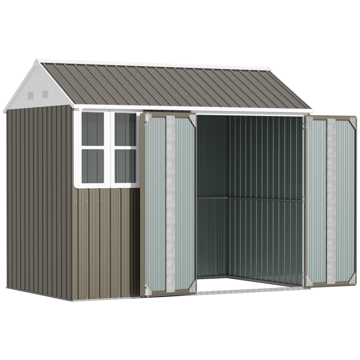 212 Main 845-331V01GY 8 x 6 ft. Outsunny Metal Garden Storage Shed&#44; Outdoor Tool Storage House with Double Lockable Door&#44; Window